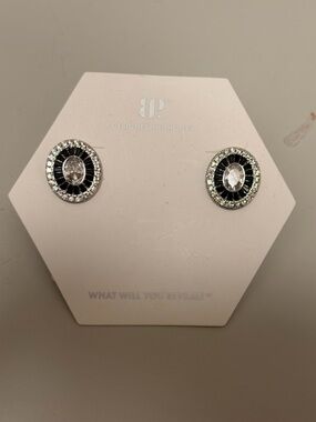 BOMB PARTY EARRINGS! Crystal and Black Halo Stud Earrings - Designed in the USA